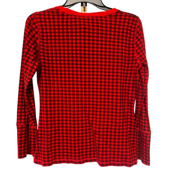 Chaps Checkered Red Long Sleeve Plaid Henley Size M - Picture 2 of 5